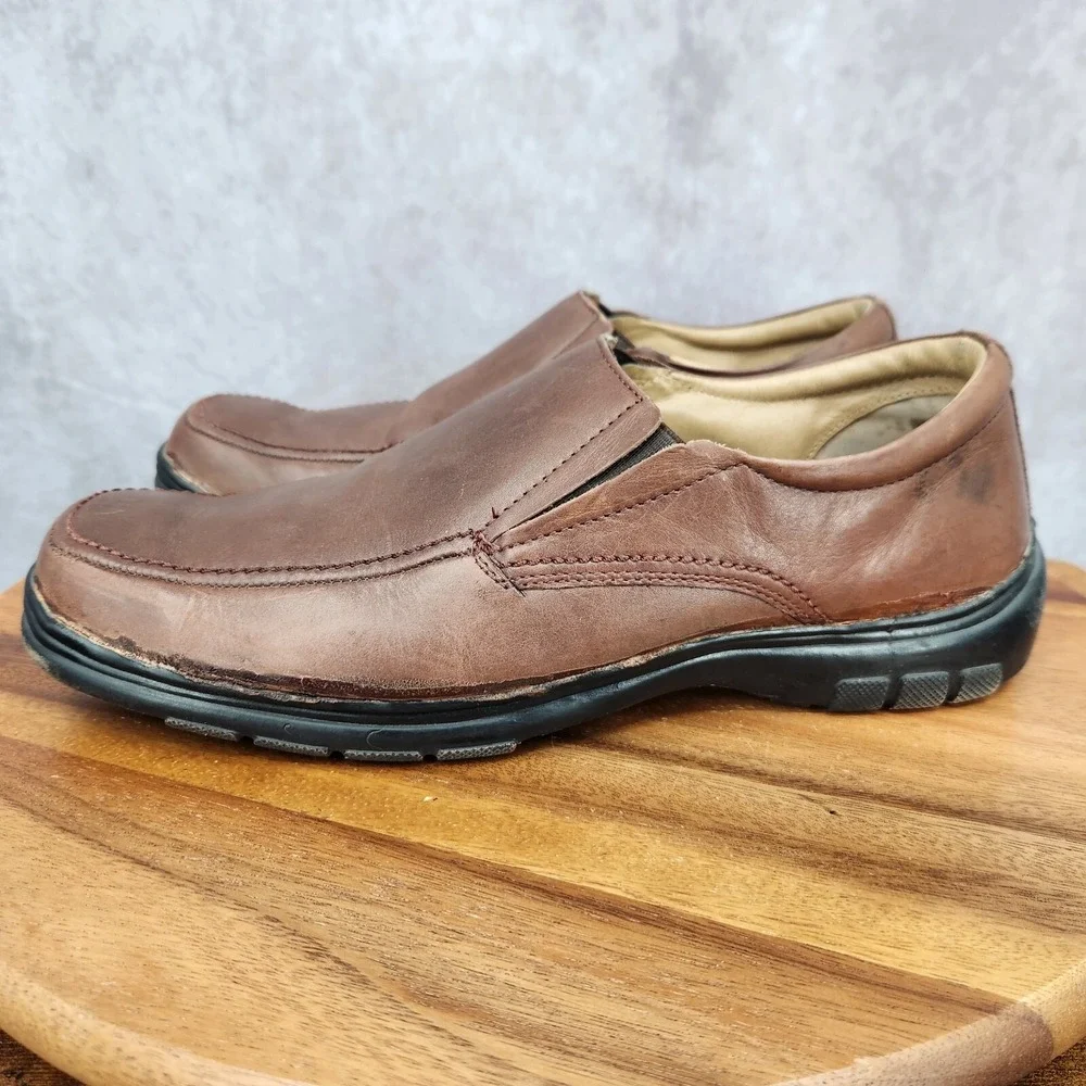 Hush Puppies Loafers‎ Mens 9 Brown Leather Low Top Slip On Casual Shoes